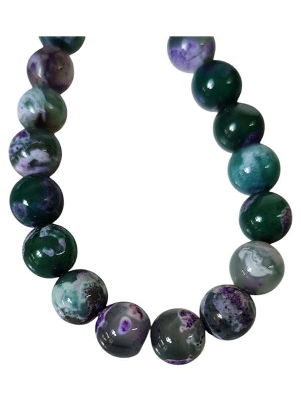 Purple spotted green Agate bead string, round, 8.5mm, 38.3cm