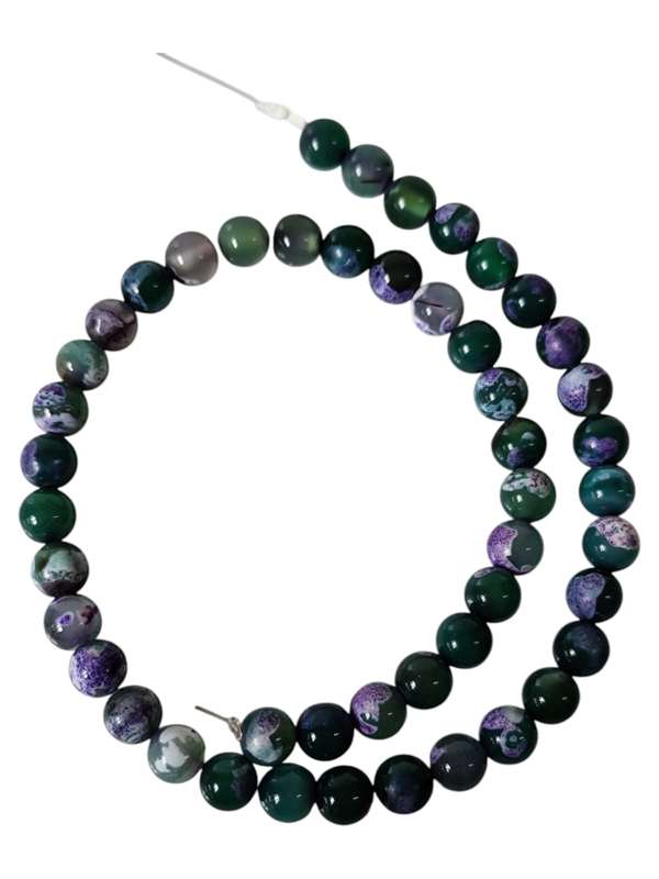 Purple spotted green Agate bead string, round, 8.5mm, 38.3cm