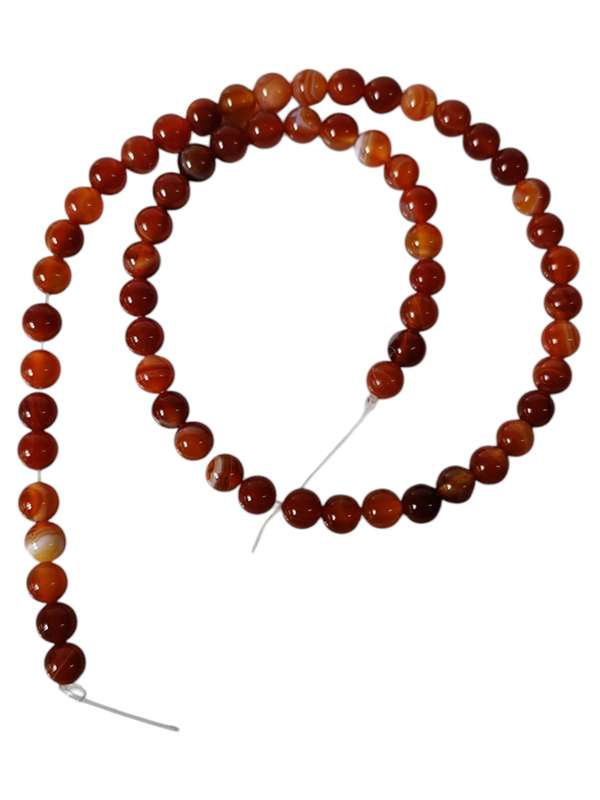 Carnelian bead string, Round, 6.2mm, 37.3cm