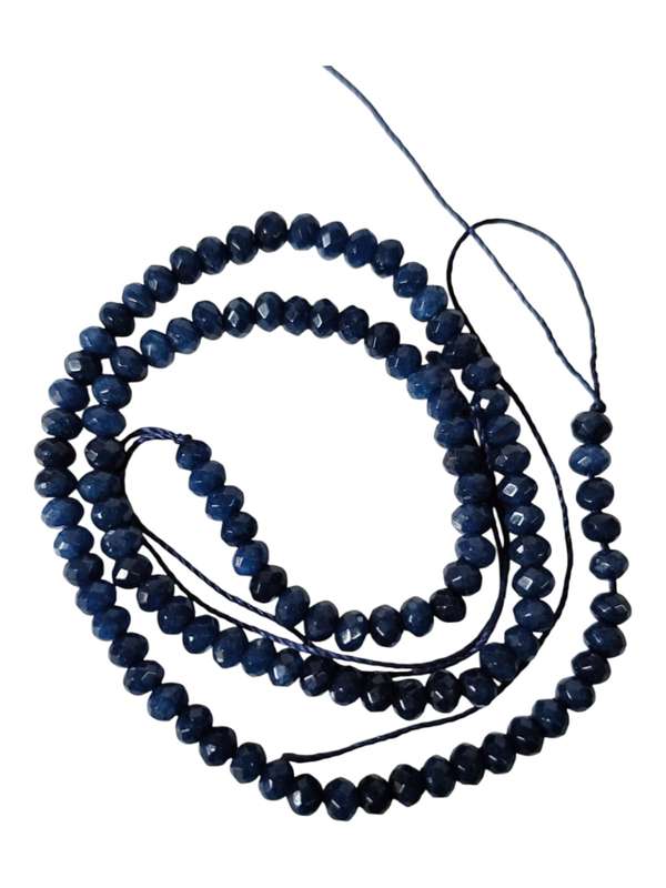 Sapphire colored Jadeite bead string, 4.5x3mm, rondelle, faceted, 38cm