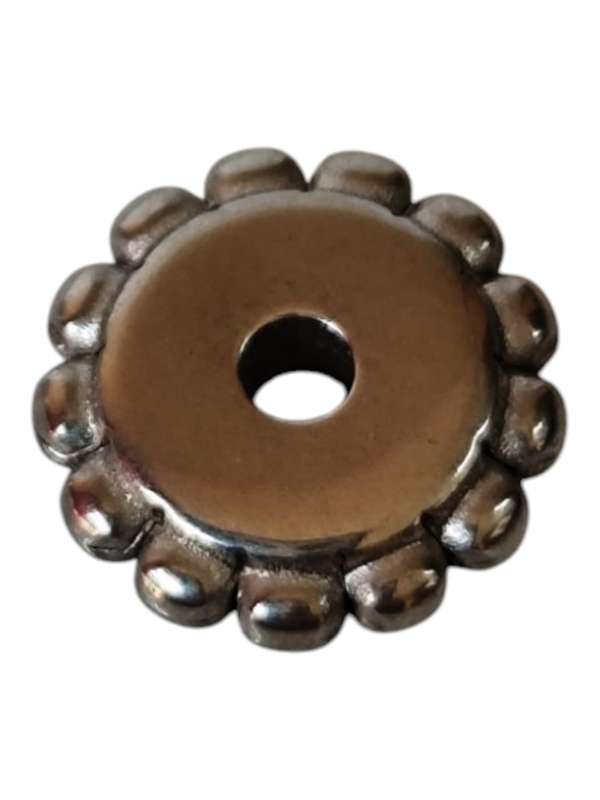 Stainless steel textured disc bead, 6 x 1.99mm, 1.5mm hole