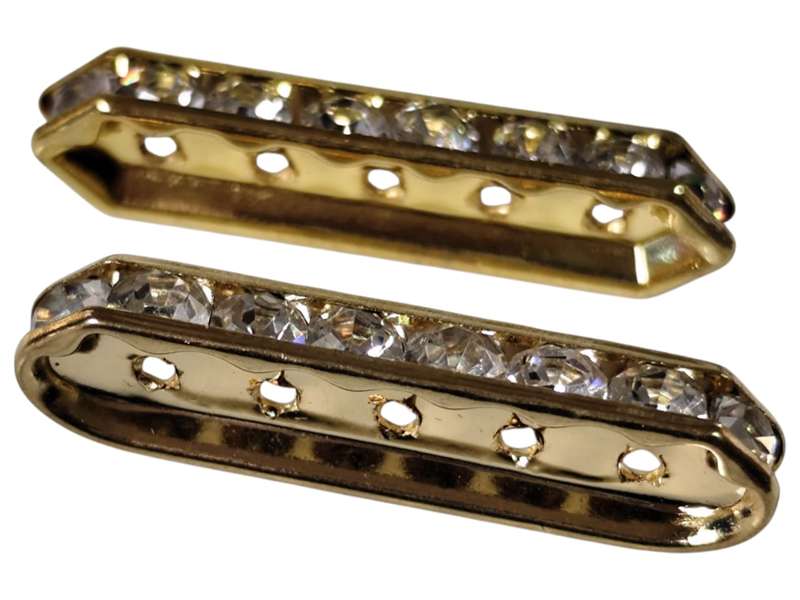 10 x Gold spacers, 5 hole, 35x9x5 mm