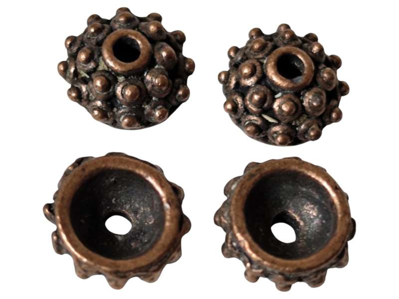 Antique copper metal bead cap, Pack of 4, Size:10mm