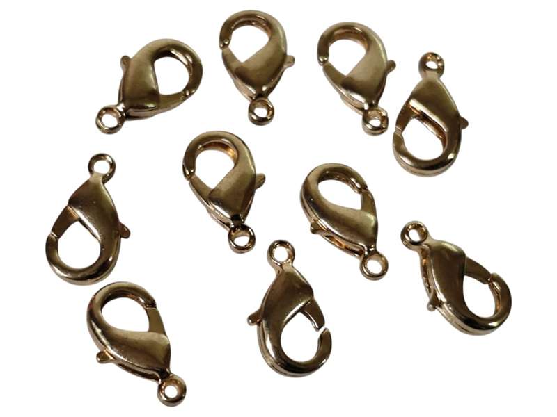 10 x Gold lobster clasp, copper, gold color 10mm