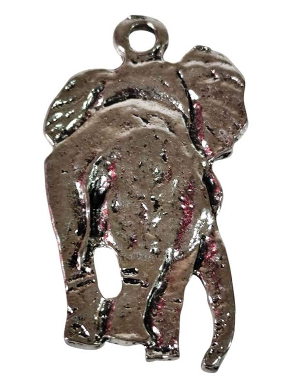 Large Elephant front and back charm, Base metal, 46 x 27mm
