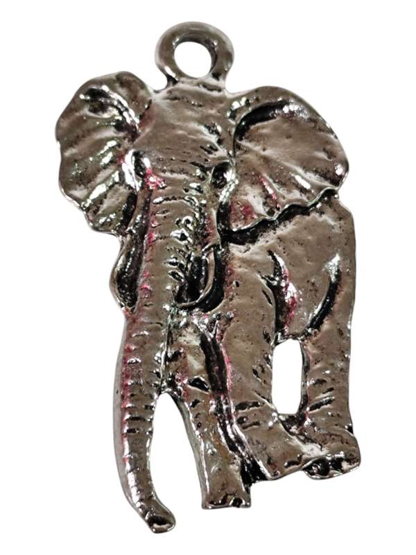 Large Elephant front and back charm, Base metal, 46 x 27mm
