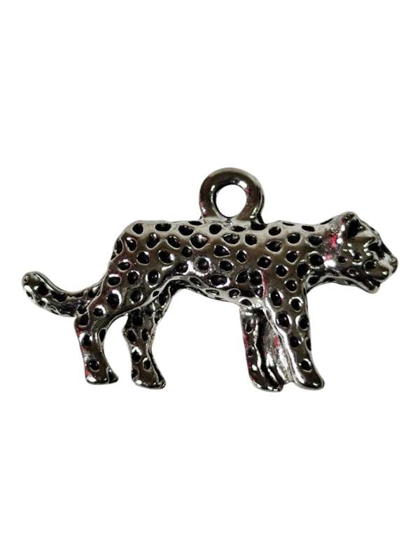 3D Leopard charm, Base metal, 25 mm