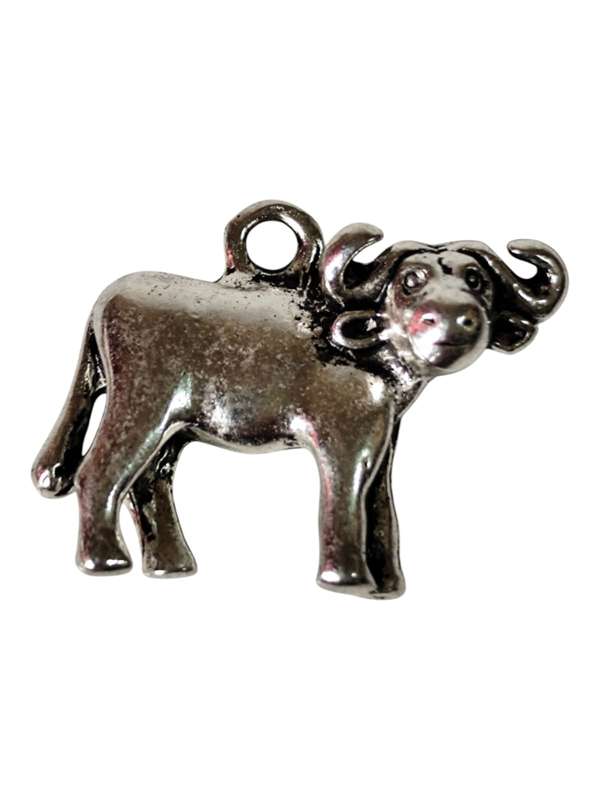 3D Buffalo charm, Base metal, 23 mm