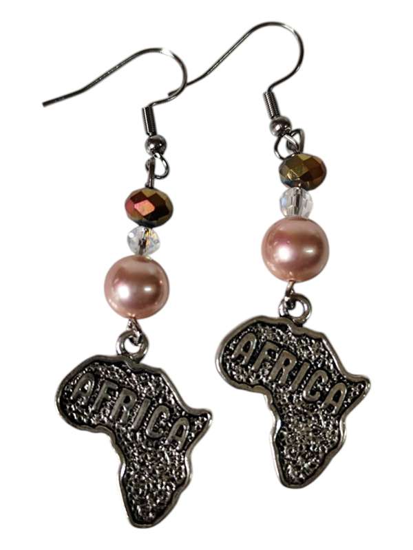 Pair of map of Africa earrings, 6cm incl. hook