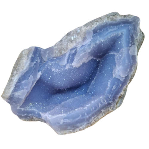 Blue agate Geode, Cabochon Quality, Malawi, 16 x 13.2 x 12cm, 2.05kg