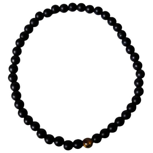 Matt Onyx bead with single tiger eye bracelet, 4mm, stretchcord
