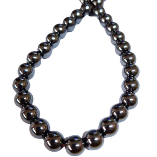 Hematite bead string, round, 10mm, 40cm