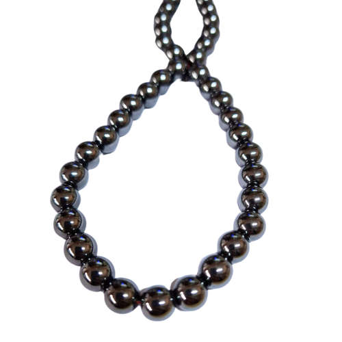 Hematite bead string, round, 8mm, 40cm