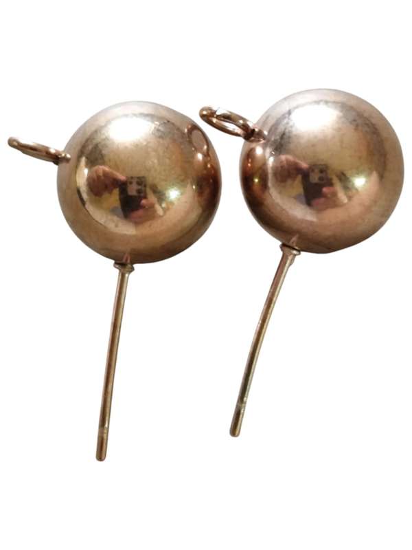 1 pair ball stud earring with open ring, 10mm ball, stainless steel rose gold