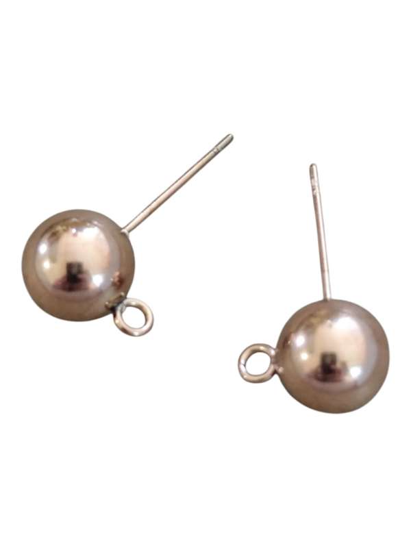 1 pair ball stud earring with open ring, 6mm ball, stainless steel rose gold