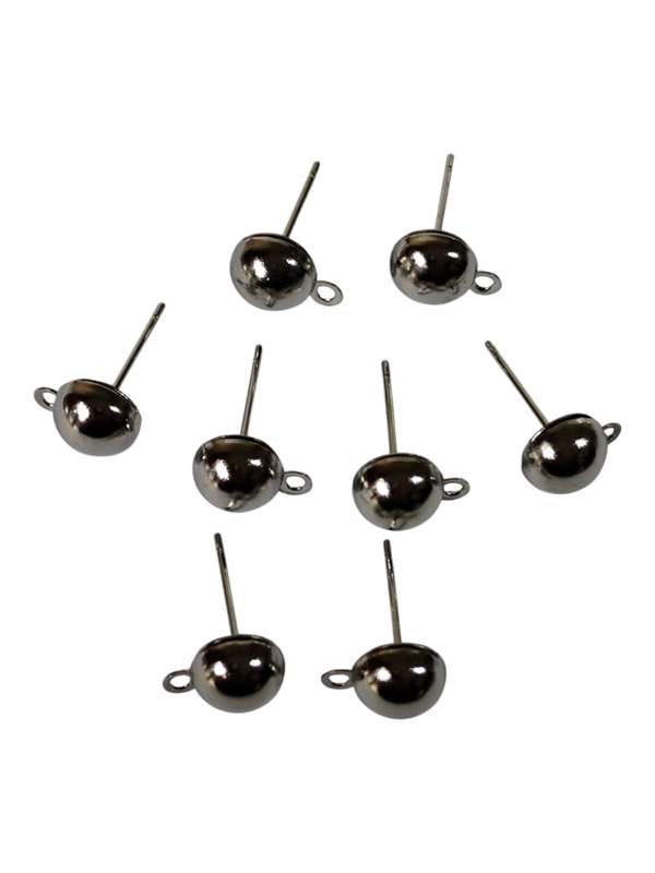 8 pcs 8mm earring post, silver color