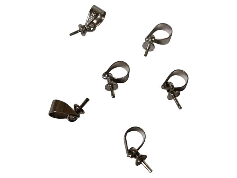 6pcs Loop bail w pin, silver, 11mm