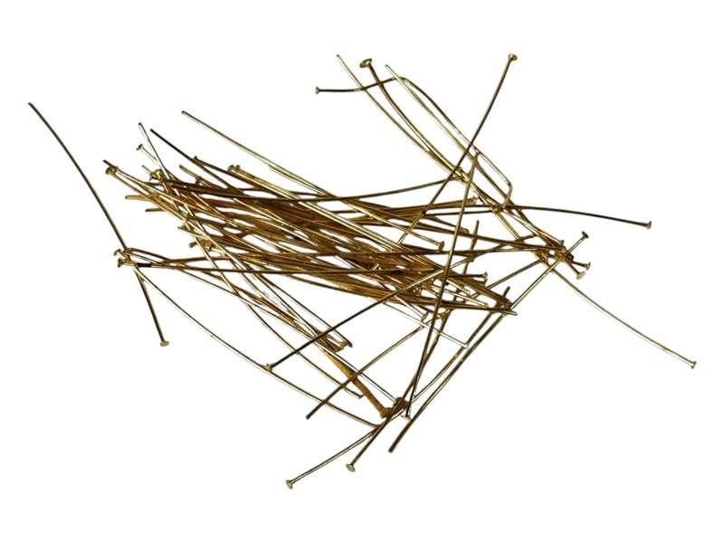 50 x Headpin gold colour. Flat head. 50mm.