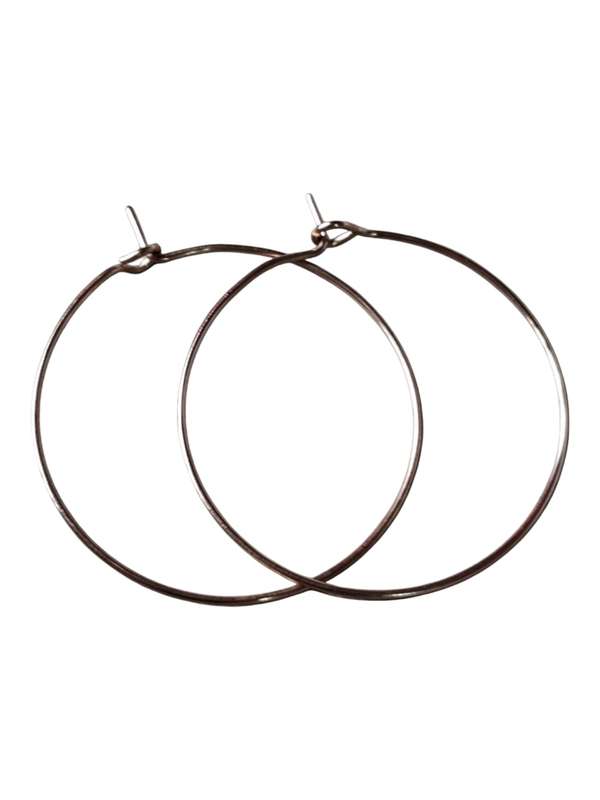 1 pair earwire hoop ring, rose gold stainless steel, 30mm