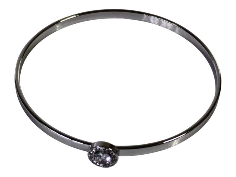 Stainless steel bangle with rhinestone central design, 4 x 69mm