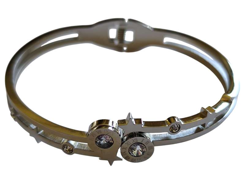 Stainless steel star and rhinestone bangle, 15 x 63mm