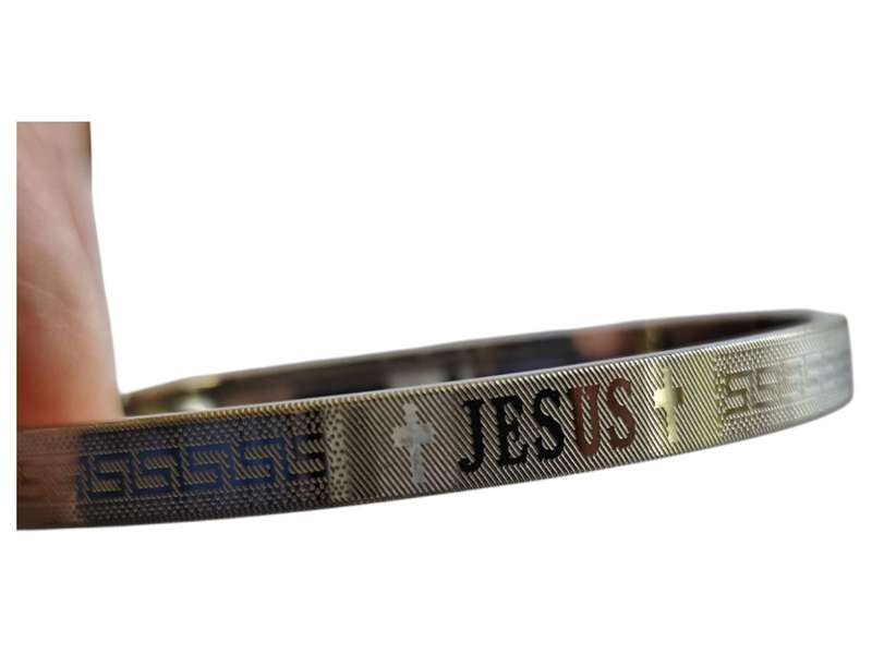 Stainless steel Jesus bangle, 5.5 x 60mm