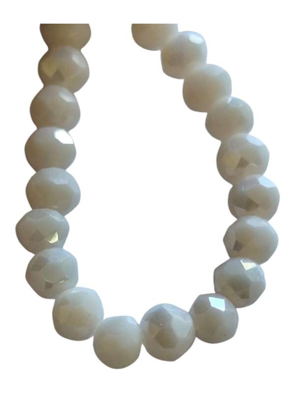 Glass bead string, faceted, rondelle, 3x4mm, light peach AB, 40cm
