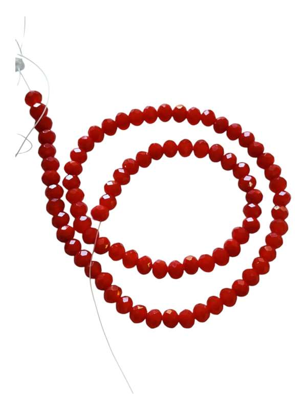 Glass bead string, faceted, rondelle, 5x6mm, Candy apple red, 40cm
