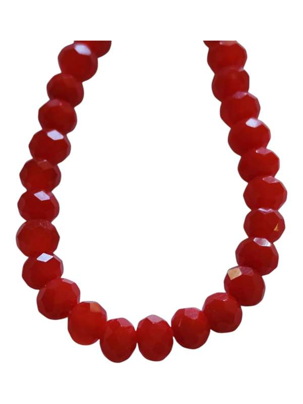Glass bead string, faceted, rondelle, 5x6mm, Candy apple red, 40cm