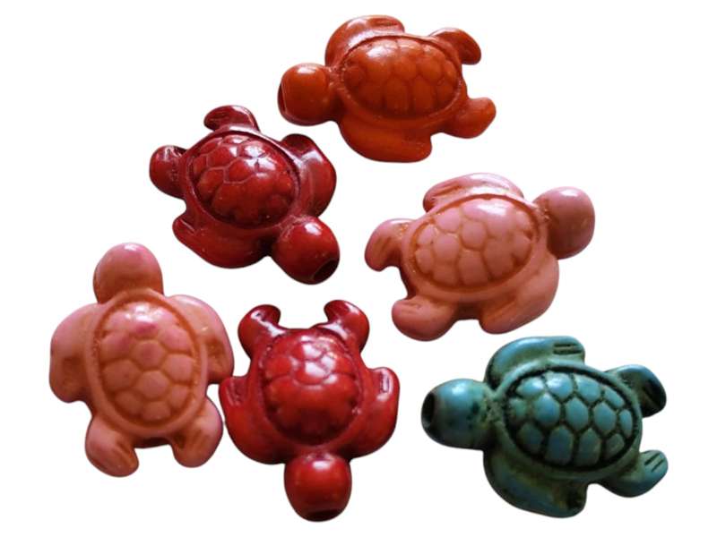 Assorted color Howlite Turtle bead, 18mm
