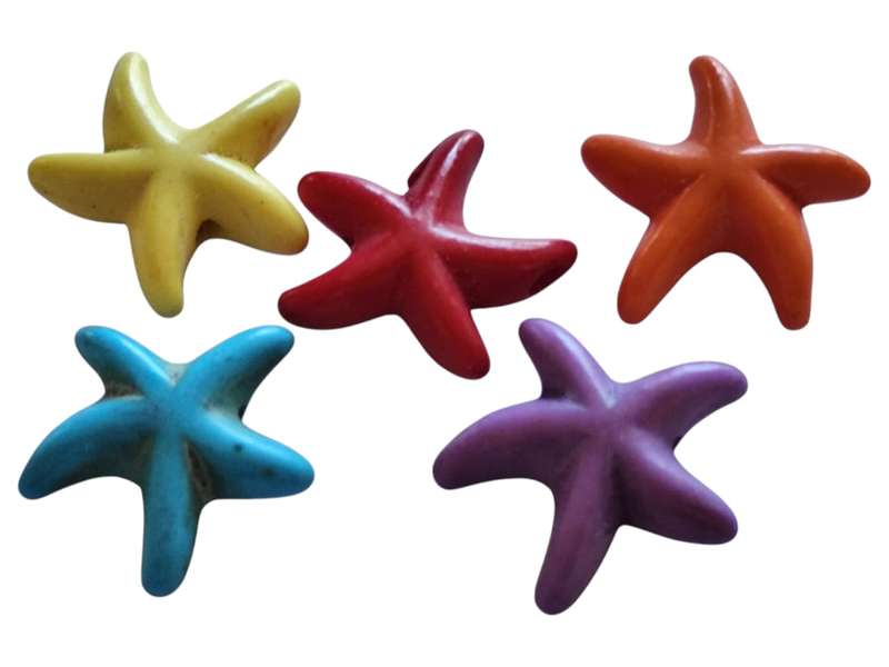 Assorted color howlite starfish bead, 14mm