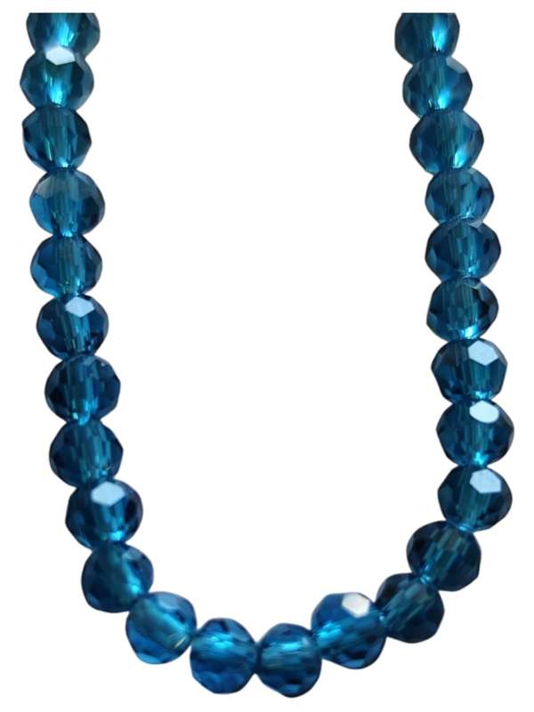 Glass bead string, faceted, rondelle, 3x4mm, Peacock blue, 40cm