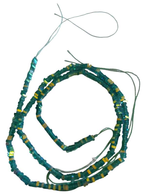 Glass bead string, faceted, rectangular, 1x2mm, Teal AB, 40cm