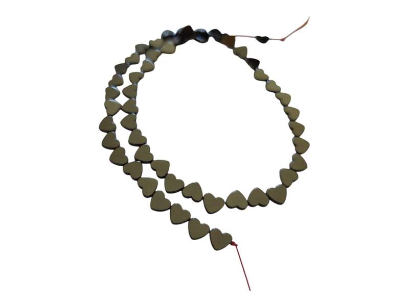 Hematite heart bead string, 6x6mm, dark gunmetal, 40cm