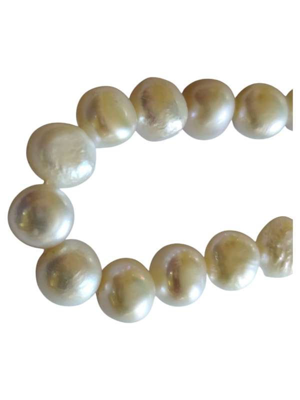 Freshwater Flat back pearl string, Cream, 38cm length of strand, 10mm diameter