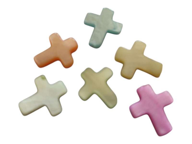 Assorted color shell cross bead, 12 x 13mm