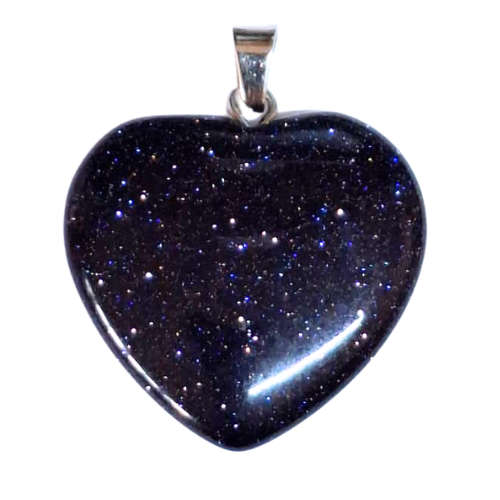Blue goldstone heart pendant, 31mm incl. bail