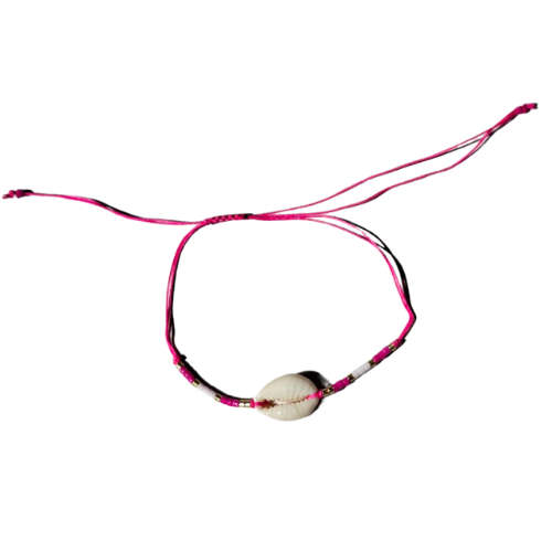 Cowrie shell with beads adjustable bracelet, assorted color string, mm string 2mm