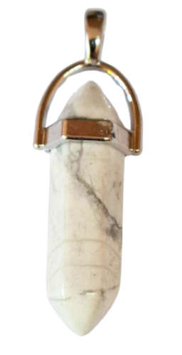 White Howlite point pendant, 41mm