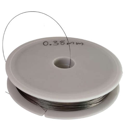 Silver colored tigertail, 100m, 0.38mm