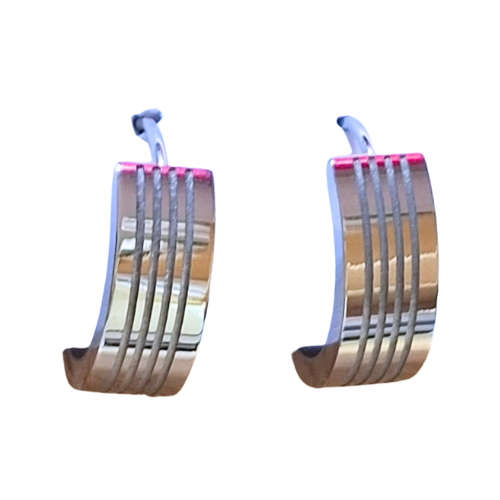 Vertical stripe huggie earrings, Stainless-steel, 7 x 21 x 19.2mm