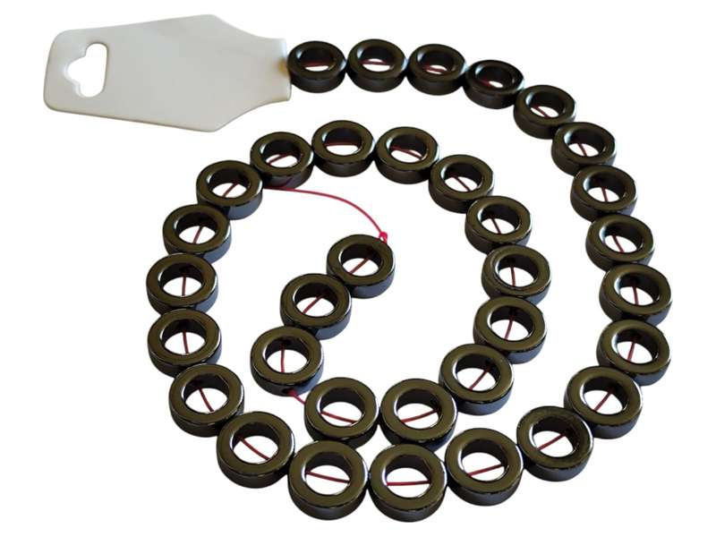 Hematite Donut bead string, 11.1mm, dark gunmetal, 47cm