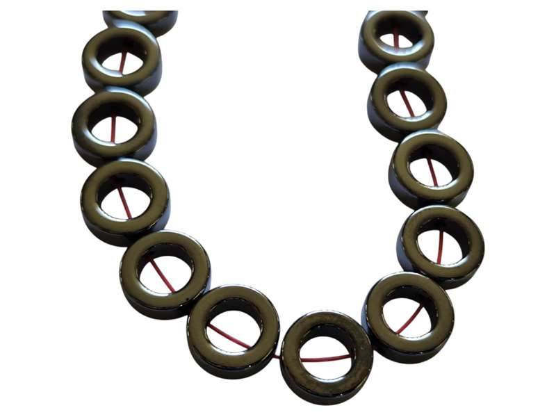 Hematite Donut bead string, 11.1mm, dark gunmetal, 47cm