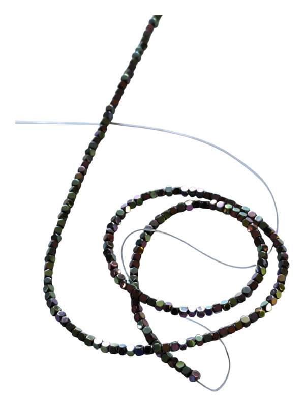 Hematite bead string, Faceted hexagon prism pastel metallic, 2.2mm, 40cm