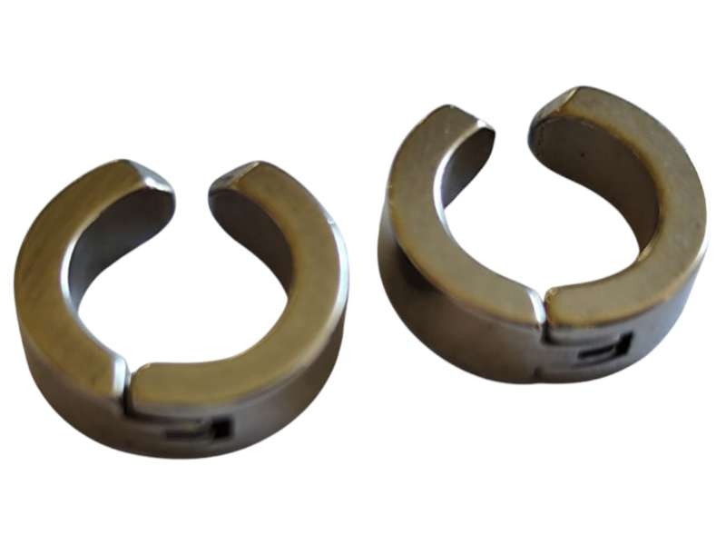 Stainless steel non-piercing Earrings, 1 pair, 13mm diameter, 4mm length from front, 2mm wide of ...