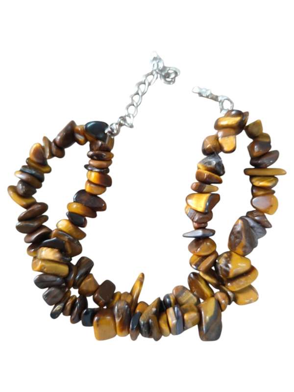 Double chip bracelet w clasp, Tiger eye