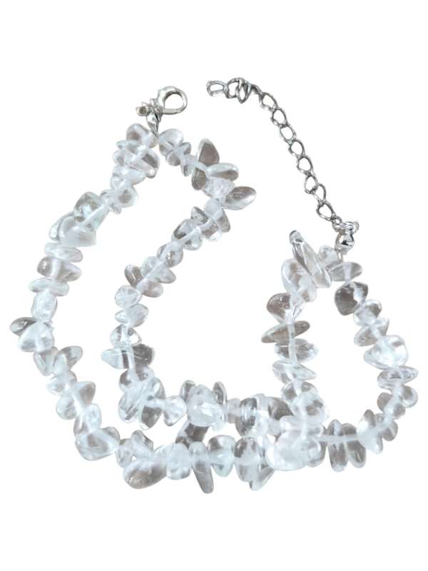Double chip bracelet w clasp, Clear Quartz