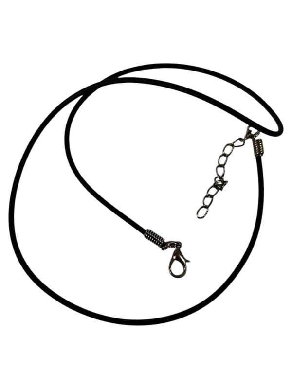 Black rubber string w clasp, 1.8-2mm, 50.5-53cm