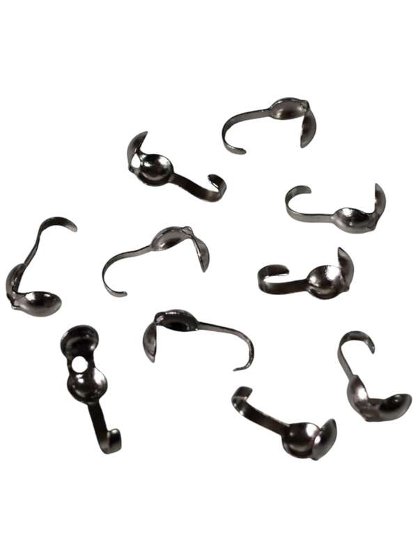 5 Pairs Clamshell bead end, Stainless steel, clams from bottom up
