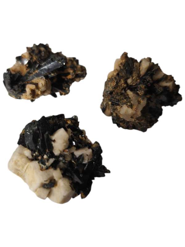Assorted aegerine with feldspar or smoky quartz, Zomba, Malawi, 1.5-5cm